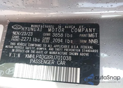 2024 Hyundai Elantra Limited z USA, uszkodzony, nr VIN KMHLP4DGXRU701038